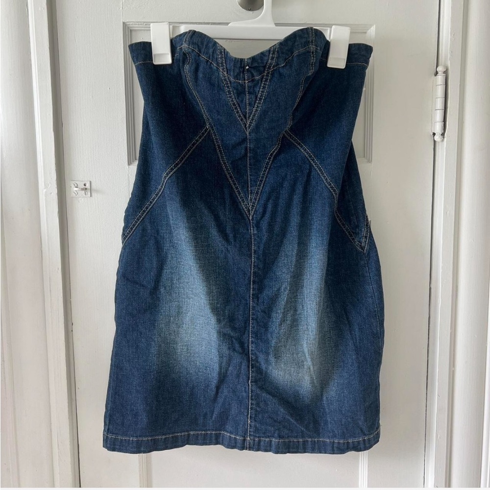 distressed denim dress 
no stains